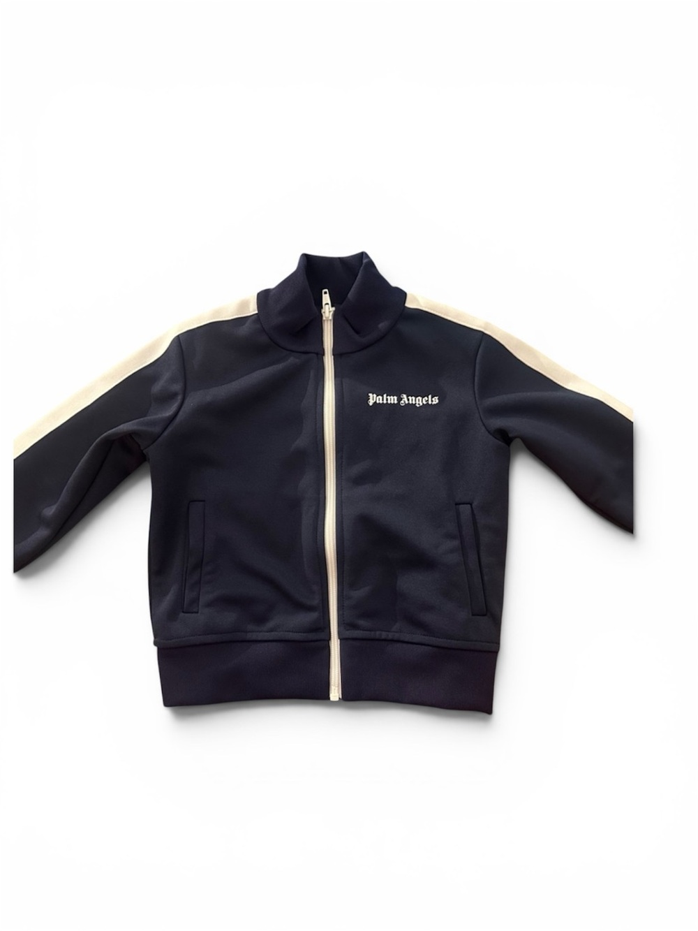 Palm Angels Navy and Cream Zip Track Jacket